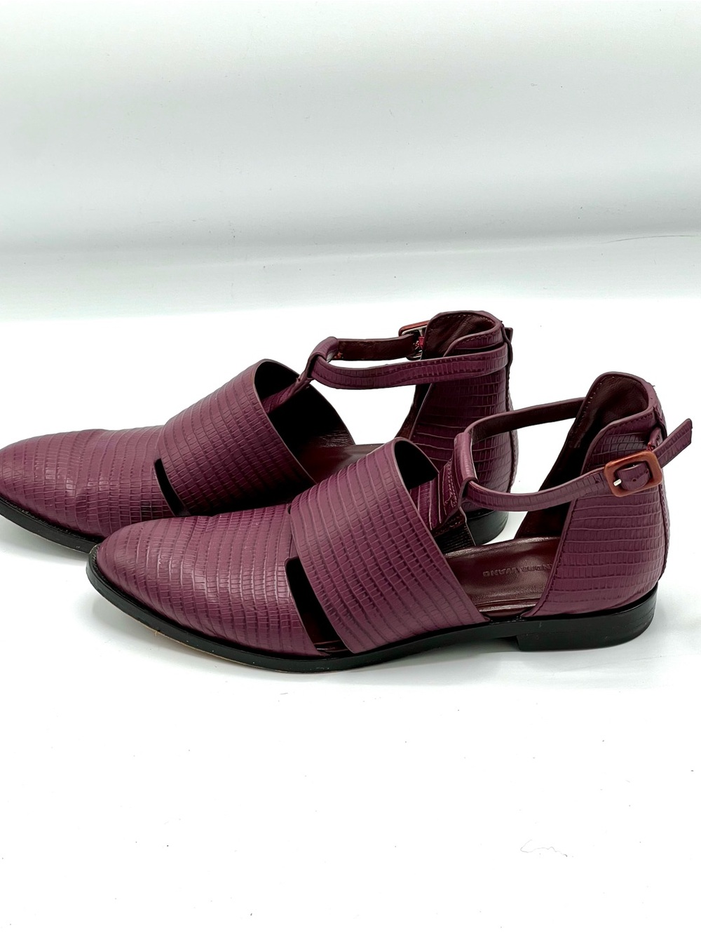 Alexander Wang Plum Lyoka Pointed Toe Cut-Out Monk Strap Flats/ Sandals sz8